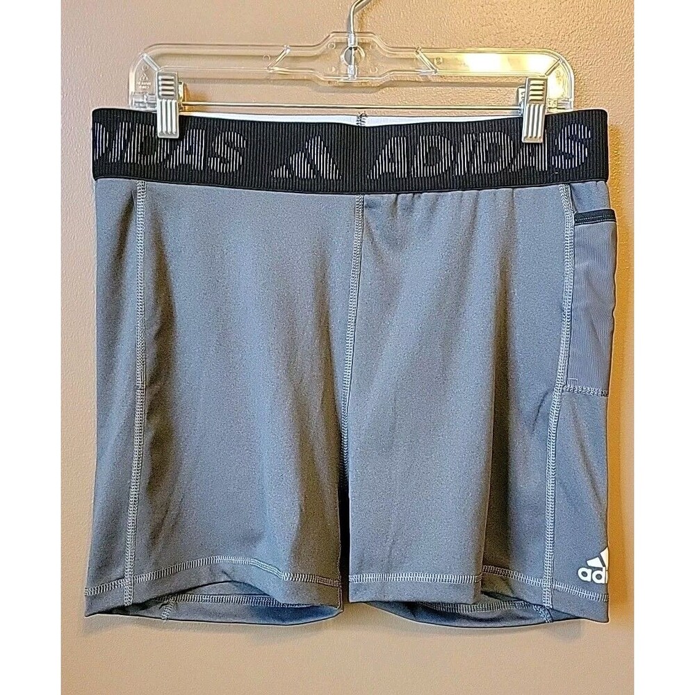 NWT Adidas Women's Gray Techfit Badge of Sport Shorts Tights 3" Inseam | Size XL